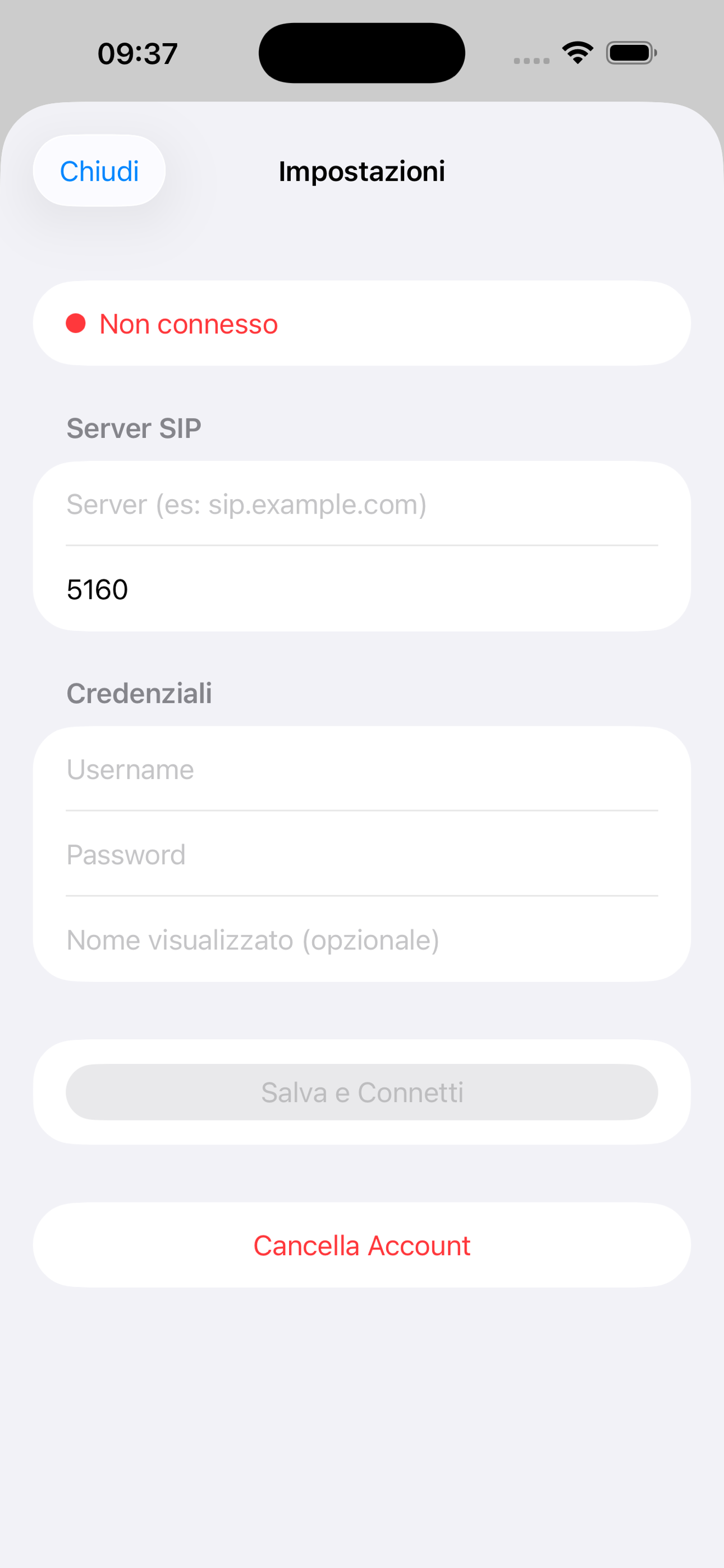 FPhone - Impostazioni